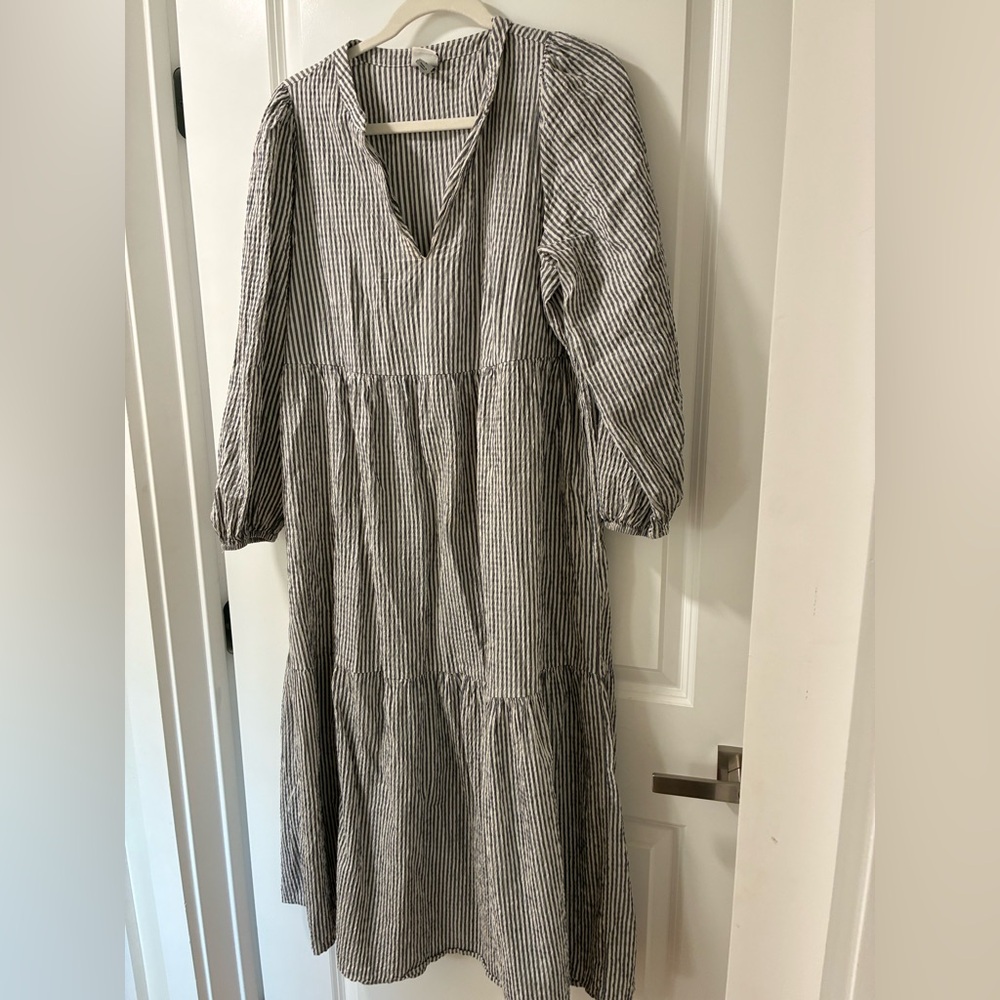 a new day Black and White Striped Long Sleeve Dress
